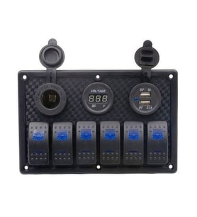 SWITCH PANEL 6 LI 12V,USB,VOLTMETRE (L6S3)111*180mm