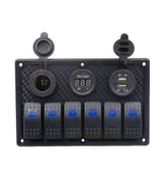 SWITCH PANEL 6 LI 12V,USB,VOLTMETRE (L6S3)111*180mm