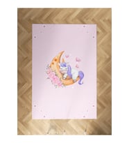 MEKTA HOME BEBEK VE ÇOCUK ODASI Aya Sarılan Unicorn Desenli Pembe Halı