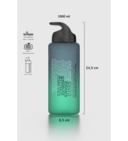 Renga Moly Çift Renk Yazı Desenli 1000 ml Pipetli Mat Tritan Matara 912117 Fuşya-Turkuaz (Siyah)