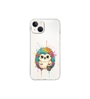 iPhone 13 ile Uyumlu Splash Kirpi Tasarımlı Şeffaf Silikon Kılıf