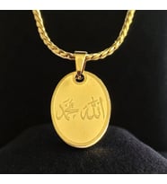 ALLAH Yazılı Zirkon Taşlı Çelik Kolye Ucu (Altın)