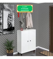 Kenzlife ayakkabılık galoş6 byzbyz 53*080*32 kapaklı 6 raflı 24 çift ayakkabı kapasitesi (Beyaz)