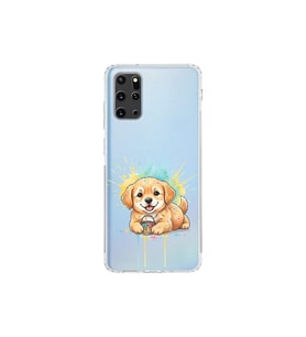 Samsung Galaxy S20 Plus ile Uyumlu Splash Köpek Tasarımlı Şeffaf Silikon Kılıf