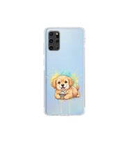Samsung Galaxy S20 Plus ile Uyumlu Splash Köpek Tasarımlı Şeffaf Silikon Kılıf