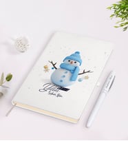 BK Gift Kişiye Özel Yılbaşı Mutlu Yıllar Tasarımlı Beyaz Defter ve Kalem Seti - 1