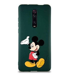 Xiaomi Mi 9T Pro Soft Premier Kapak Mickey Mouse-C Tasarımlı Silikon Kılıf - Yeşil (Şeffaf)