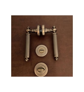 Osmanlı Handles ZK37 Antik Sarı Zamak Yuvarlak Rozetli Wc Banyo Kapı Kolu 1 Takım (Amber)