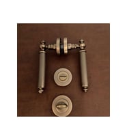 Osmanlı Handles ZK37 Antik Sarı Zamak Yuvarlak Rozetli Wc Banyo Kapı Kolu 1 Takım (Amber)