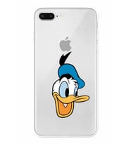 Apple iPhone 7 Plus Uyumlu Kamera Korumalı Tıpalı Kapak Donald Duck TasarımlıŞeffaf Kılıf