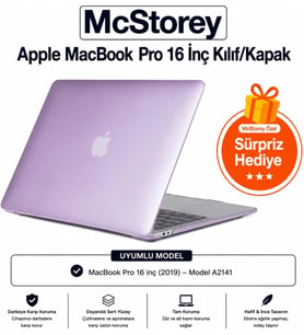 MacBook Pro A2141 Uyumlu Kristal TPU Sert Kılıf 16 inç 2019 Touch Bar Şeffaf Koruma Koruma Lila