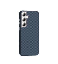 Galaxy S24 FE Kılıf M-safe Şarj Özellikli Karbon Fiber Görünümlü Gros Kapak Lacivert