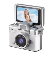 Cepaks Lk-027 Beyaz Retro Mini Dijital Fotoğraf Makinesi HD Video, Katlanabilir Ekranlı 48 Mp Flaşlı