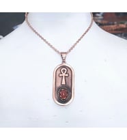 Ankh saf bakır kolye akik taşlı
