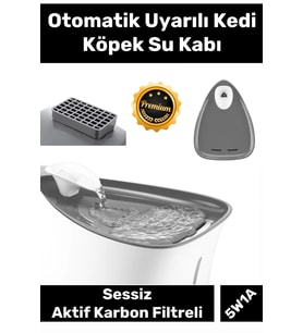 Özel Üretim Aktif Karbon Filtreli Sessiz 5W1A Adaptörlü Uyarılı Otomatik Uyarılı Kedi Köpek Su Kabı