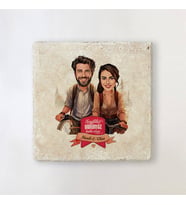 Sevgiliye Hediye Kişiye Özel Bisikletteki Aşıklar Çiftlere Özel Karikatürlü Taş Bardak Altlığı