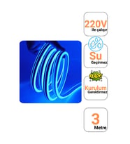 KCL060 25 Metre Cob Şerit Neon 800 Lümen LED 220V Günışığı (IP65 Dış Mekan Uyumlu) (Mavi)