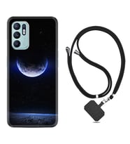 Oppo Reno 6 Kılıf Resimli Boyun Askılı İpli Desenli Silikon Series Midnight Moon 1802