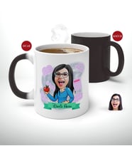 Kişiye Özel Öğretmen Karikatürlü Sihirli Kupa Bardak-5 (Beyaz)