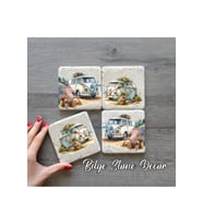 bilge tasarım Stone Decor Taş Bardak Altlığı 4'lü Set 10x10x1 Cm desenli