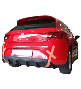 Seat Leon Uyumlu Mk3 5F (2013-2016) Style Uyumlu Custom Arka Tampon Eki - Difüzör (Plastik)