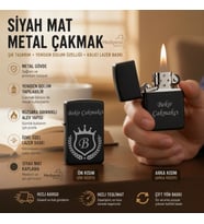 Hemen Kargo Kişiye Özel Ahşap Kutulu Çiift Yön Baskı Seçeneğiyle Metal Çakmak - 6 Farklı Model Seçeneğiyle