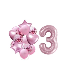 Pembe 3 Yaş Folyo Balon Set