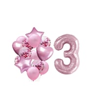 Pembe 3 Yaş Folyo Balon Set