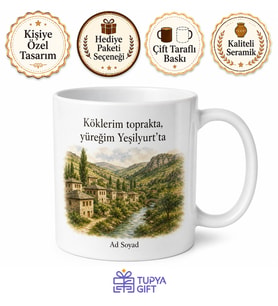 Yeşilyurt Doğası ve Tokat Kültürü Hatıra Kupası Bardak Hediye Porselen