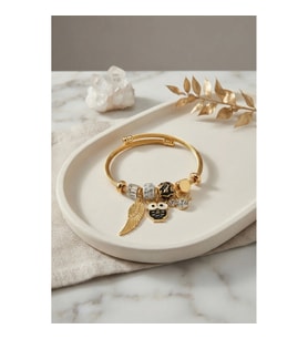 Mey İthalat® Siyah Baykuş Model Gold Renk Charmlı Bileklik