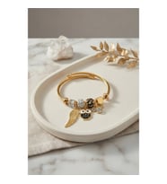 Mey İthalat® Siyah Baykuş Model Gold Renk Charmlı Bileklik