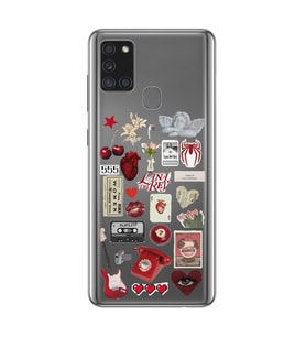Samsung Galaxy A21S Uyumlu Lana Del Rey Sticker Tasarımlı Şeffaf Telefon Kılıfı