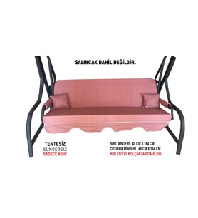 Süngersiz(TENTESİZ)Salıncak Minder Seti 3 Kişilik Kılıf-GÜL KURUSU