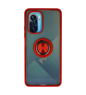 Xiaomi Redmi K40 Kılıf Montreal Yüzüklü Silikon Kapak - Kırmızı