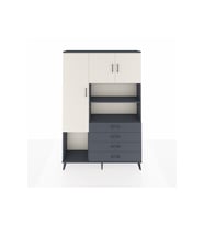 Arges Dolap 7 Raflı 4 Çekmeceli 3 Kapaklı 132x30x195 Antrasit-Aytaşı/Antrasit