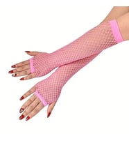 Retro Neon Pembe File Parmaksız Eldiven 26 Cm