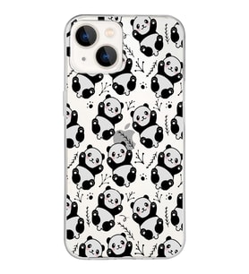 Apple iPhone 13 Mini Uyumlu Kapak Panda Tasarımlı Şeffaf Silikon Kılıf