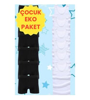 Tezzgelsin Erkek Çocuk İkili Set Pamuklu Penye 6 Atlet 6 Boxer (Beyaz-Siyah)