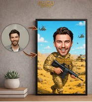 Kişiye Özel Çerçeveli Kuaför Karikatür,Kişiye Özel Çerçeveli Tablo (Çok Renkli)