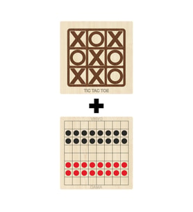 Ahşap Dama + Tic-tac-toe Akıl, Zeka, Strateji ve Beceri Oyunları Seti