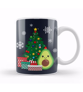 Happy Avocado Around The Christmas Tree Kupa Bardak Porselen