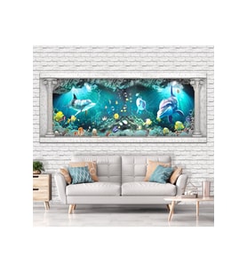 Dreamwall Duvar Akvaryumu Desenli Isı Ve Ses Yalıtımlı Sağlıklı Tekstil Duvar Kağıdı (Çok Renkli)