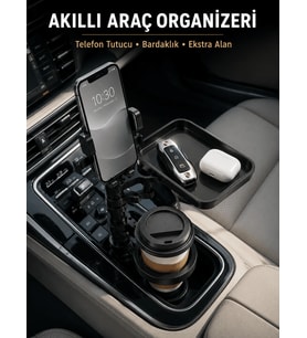 Araç Konsolu İçin Telefon Tutuculu Bardaklık Düzenleyici