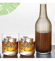 BK Gift DTF But First Whiskey Tasarımlı İkili Viski Kadehi ve Karaf Seti, Arkadaşa Hediye, Sevgiliye Hediye