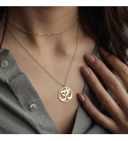 Kişiye Özel 925 Ayar Gümüş Spiritüel Om (Aum) Sembolü Kolye (Gold)