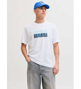JACK JONES Erkek Kabartma Yazı Desenli Tişört 12289863 (Beyaz)