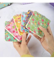 10x10 cm 6'lı Karton Kapaklı Spiralli Cep Defteri Bloknot Not Defteri - Flamingo (Çok Renkli)