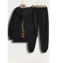 Unisex Kral Kelebek Baskılı Eşofman Takımı (Siyah)