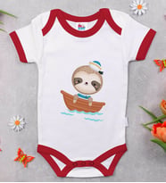 BK Kids Sevimli Denizci Tasarımlı Kırmızı Bebek Body Zıbın-1