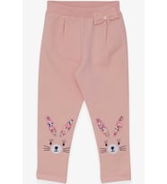 Breeze Kız Bebek Tayt Pantolon Tavşan Nakışlı 9 Ay-3 Yaş, Pudra